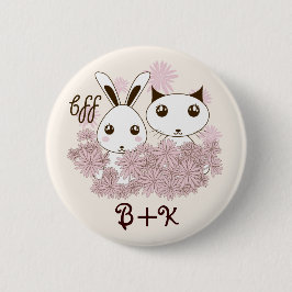 かわいい子猫とバニー動物の友達ガールズキッズ 缶バッジ