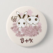 かわいい子猫とバニー動物の友達ガールズキッズ 缶バッジ (正面)