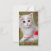 かわいい子猫とバラの子供バレンタイン ノートカード (正面)