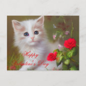 かわいい子猫とバラバレンタイン ポストカード (正面)