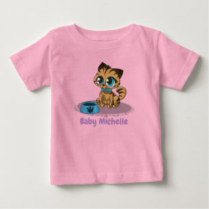 かわいい子猫とパンダの赤ちゃんグラフィック ベビーTシャツ