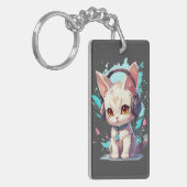かわいい子猫とヘッドフォン魔法 キーホルダー (正面左)