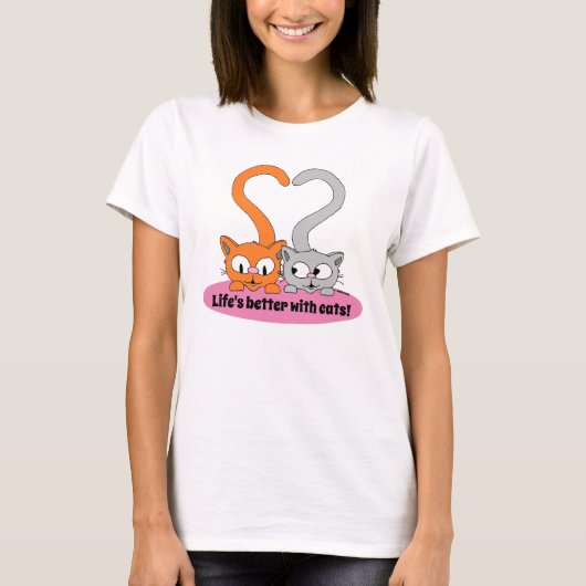 かわいい子猫と一緒なら人生もっと素敵 Tシャツ (正面)