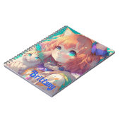 かわいい子猫と一緒にいる美しいアニメの女の子 ノートブック (左側)