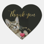 かわいい子猫と一緒にハート ハートシール (正面)