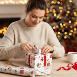 かわいい子猫と友達のクリスマス包装紙 ラッピングペーパーシート