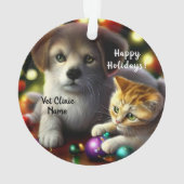 かわいい子猫と子犬のクリスマス オーナメント (裏面)