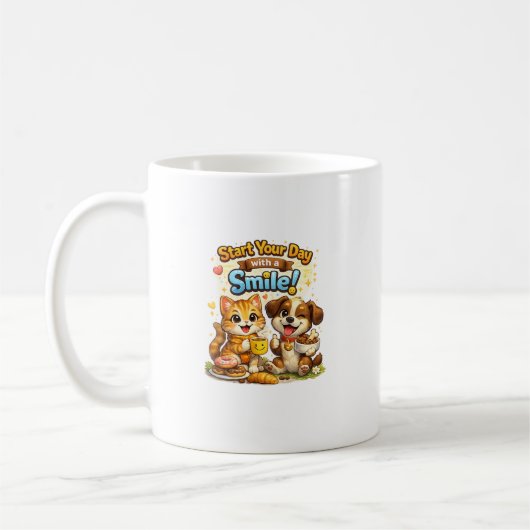 かわいい子猫と子犬のマグカップデザイン コーヒーマグカップ (左)