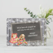 かわいい子猫と子犬の写真テンプレートクリスマス シーズンカード (スタンド正面)