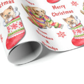かわいい子猫と子犬の子供のクリスマス ラッピングペーパー (ロールコーナー)
