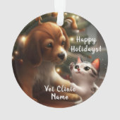 かわいい子猫と子犬の獣医クリスマス オーナメント (裏面)