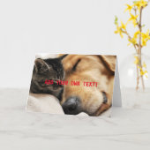 かわいい子猫と子犬　ここにあなただけのメッセージを カード (黄色い花)