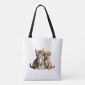 かわいい子猫と子犬 トートバッグ (裏面)