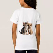 かわいい子猫と子犬 Tシャツ (裏面)