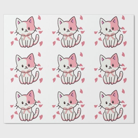 かわいい子猫と弓 ラッピングペーパー (フラット)