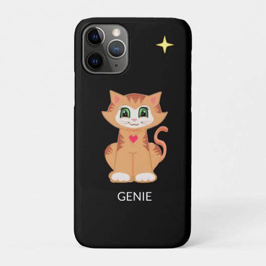 かわいい子猫と星のブラック背景 Case-Mate iPhoneケース (裏)