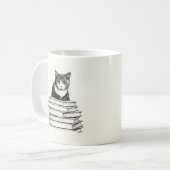 かわいい子猫と本のデザイン コーヒーマグカップ (正面左)