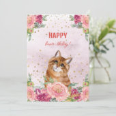 かわいい子猫と楽しい誕生日お母さんデー シーズンカード (スタンド正面)