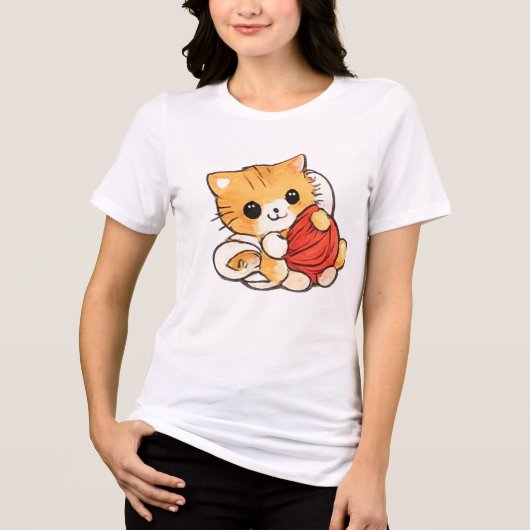 かわいい子猫と毛糸 トライブレンドTシャツ (正面)
