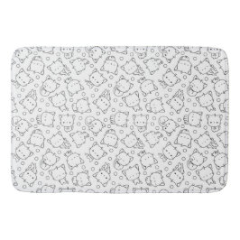 かわいい子猫と水玉模様ブラック&ホワイト バスマット