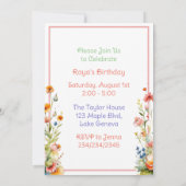 かわいい子猫と花ガールズ誕生日パーティー 招待状 (裏面)