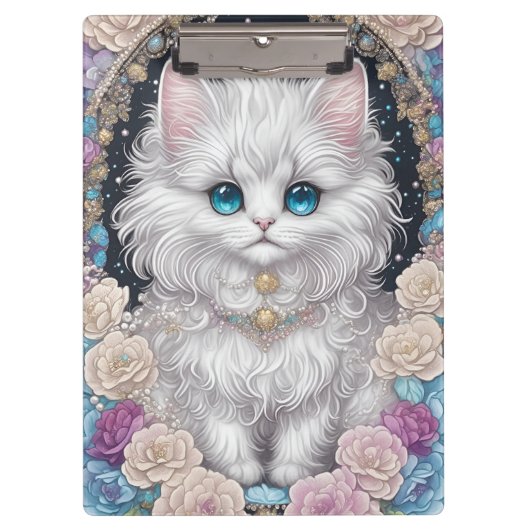 かわいい子猫と花 クリップボード (正面)