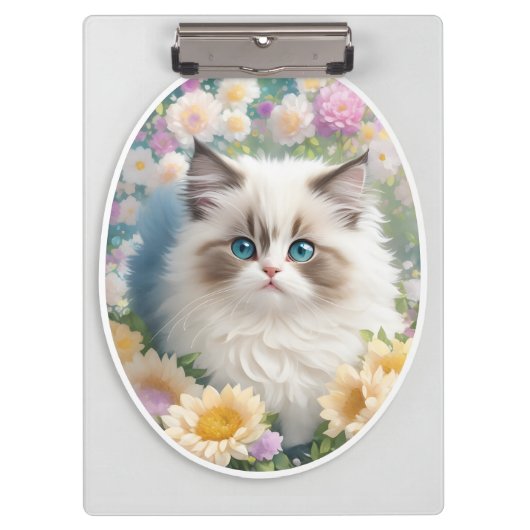 かわいい子猫と花 クリップボード (正面)