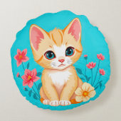 かわいい子猫と花 ラウンドクッション (裏面)