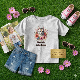 かわいい子猫と花 / 猫好き トドラーTシャツ