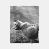 かわいい子猫と蝶 フリースブランケット (正面)