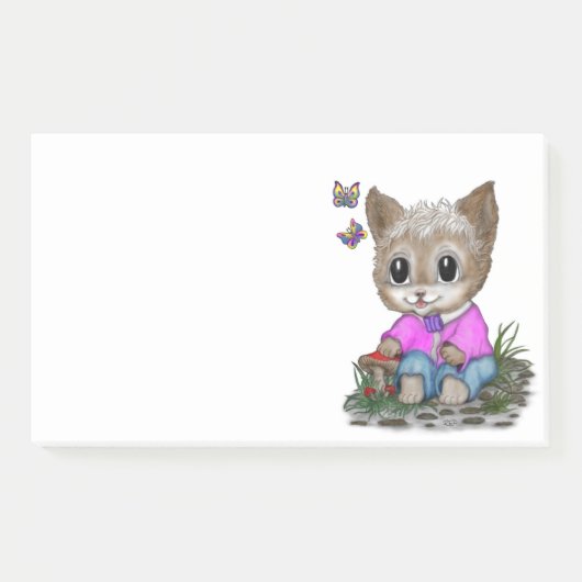 かわいい子猫と蝶 ポストイット (正面)