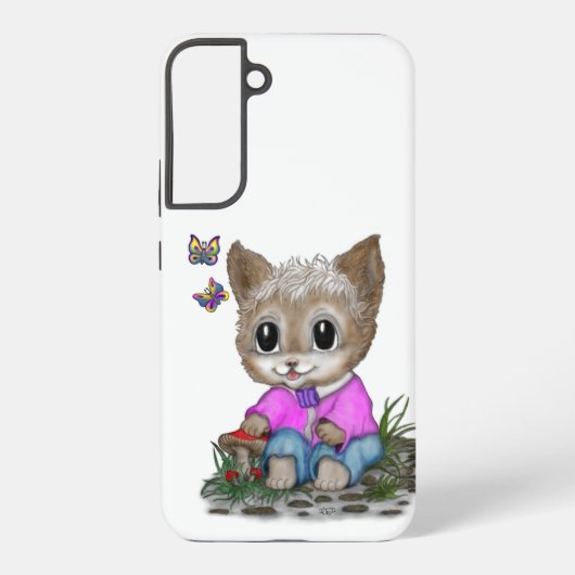 かわいい子猫と蝶 SAMSUNG GALAXYケース (裏面)