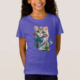 かわいい子猫と蝶 Tシャツ