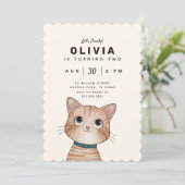 かわいい子猫と誕生日パーティー招待状 招待状 (スタンド正面)