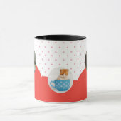 かわいい子猫と赤いハートの模様のオリジナルマグカップ マグカップ (中央)