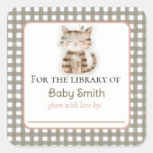 かわいい子猫と赤ちゃんシャワー蔵書票シール スクエアシール (正面)