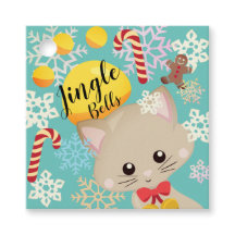 かわいい子猫と雪の結晶 クリスマスギフトタグ