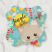 かわいい子猫と雪の結晶 クリスマスギフトタグ フェイバータグ (正面)