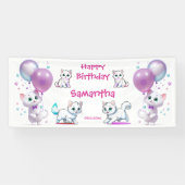 かわいい子猫と風船の赤ちゃん 誕生日おめでとう 横断幕 (横)