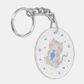 かわいい子猫と魚の夏イラストレーション キーホルダー (正面左)