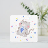 かわいい子猫と魚の夏イラストレーション 招待状 (スタンド正面)