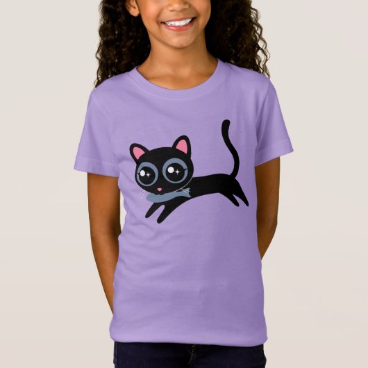 かわいい子猫と魚 Tシャツ (正面)