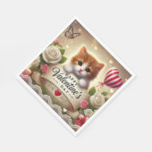 かわいい子猫にバラ、ろうそく、ハート スタンダードランチョンナプキン (角)