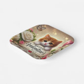 かわいい子猫にバラ、ろうそく、ハート ペーパープレート (傾斜あり)