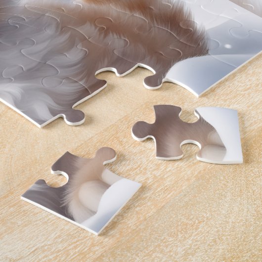 かわいい子猫ねこ冬の雪名前をカスタムする ジグソーパズル (側面)