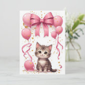 かわいい子猫のお祝いカード 🐱 招待状 (スタンド正面)