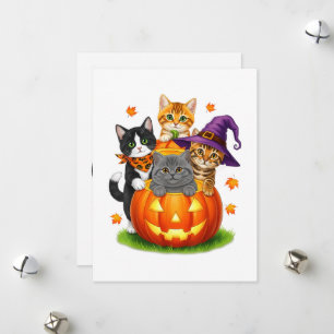 かわいい子猫のかぼちゃのハロウィンの怖い季節 シーズンカード