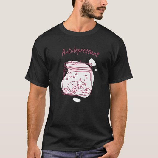 かわいい子猫のための抗うつ薬の猫の瓶のTシャツ Tシャツ (正面)