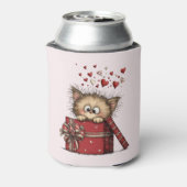 かわいい子猫のイラストが入ったハートの箱入り 缶クーラー (缶裏面)