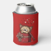 かわいい子猫のイラストが入ったハートの箱入り 缶クーラー (缶裏面)